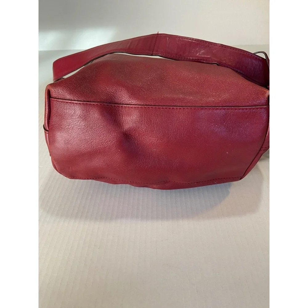 COACH New York Red Leather Shoulder Bag with Tassel‎ Accent